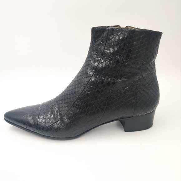 The Row Python Embossed Snakeskin Ankle Booties in Black 36 6 - Picture 8 of 13